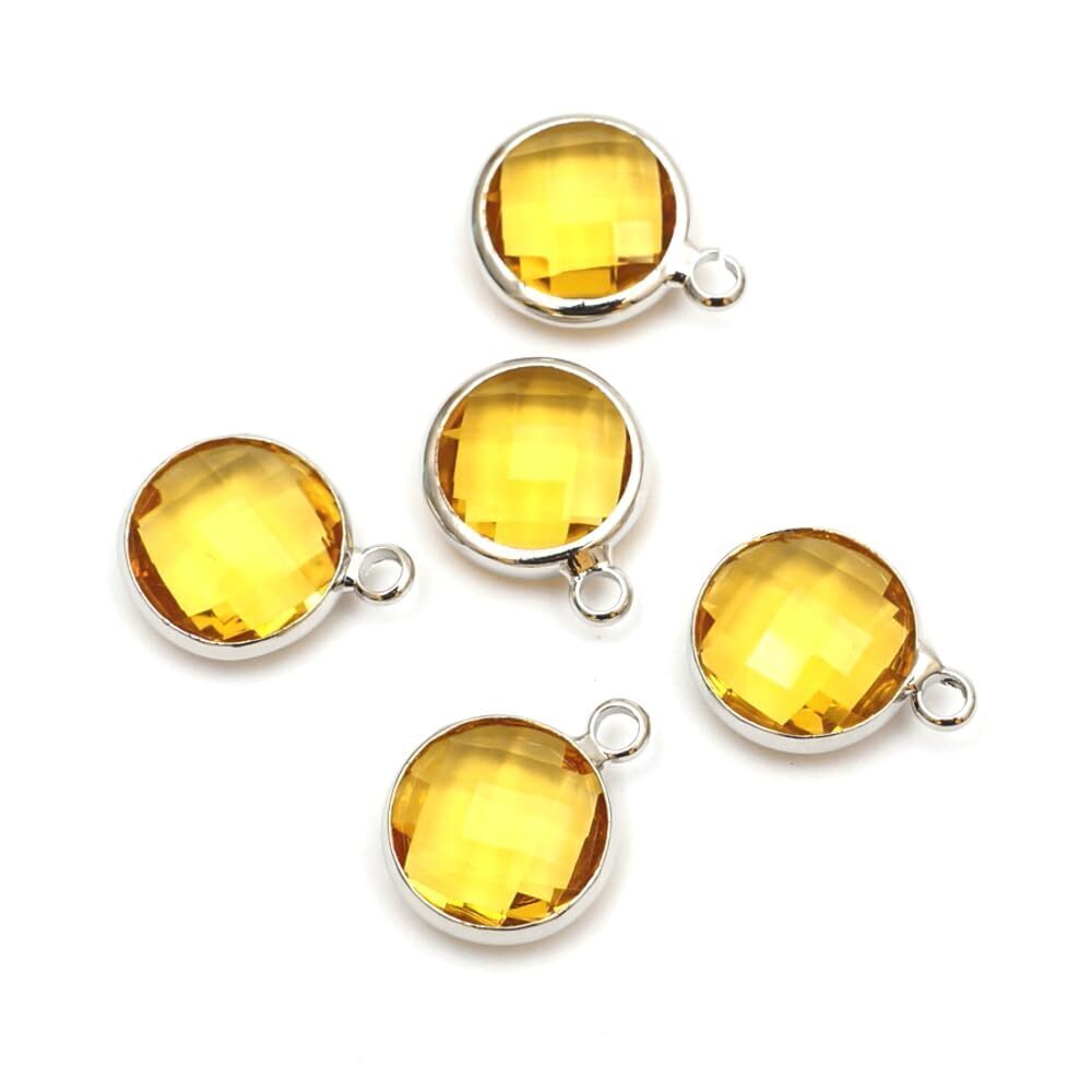 9672 20pcs Grade A November Topaz Yellow Birthstone Charm 6mm Small
